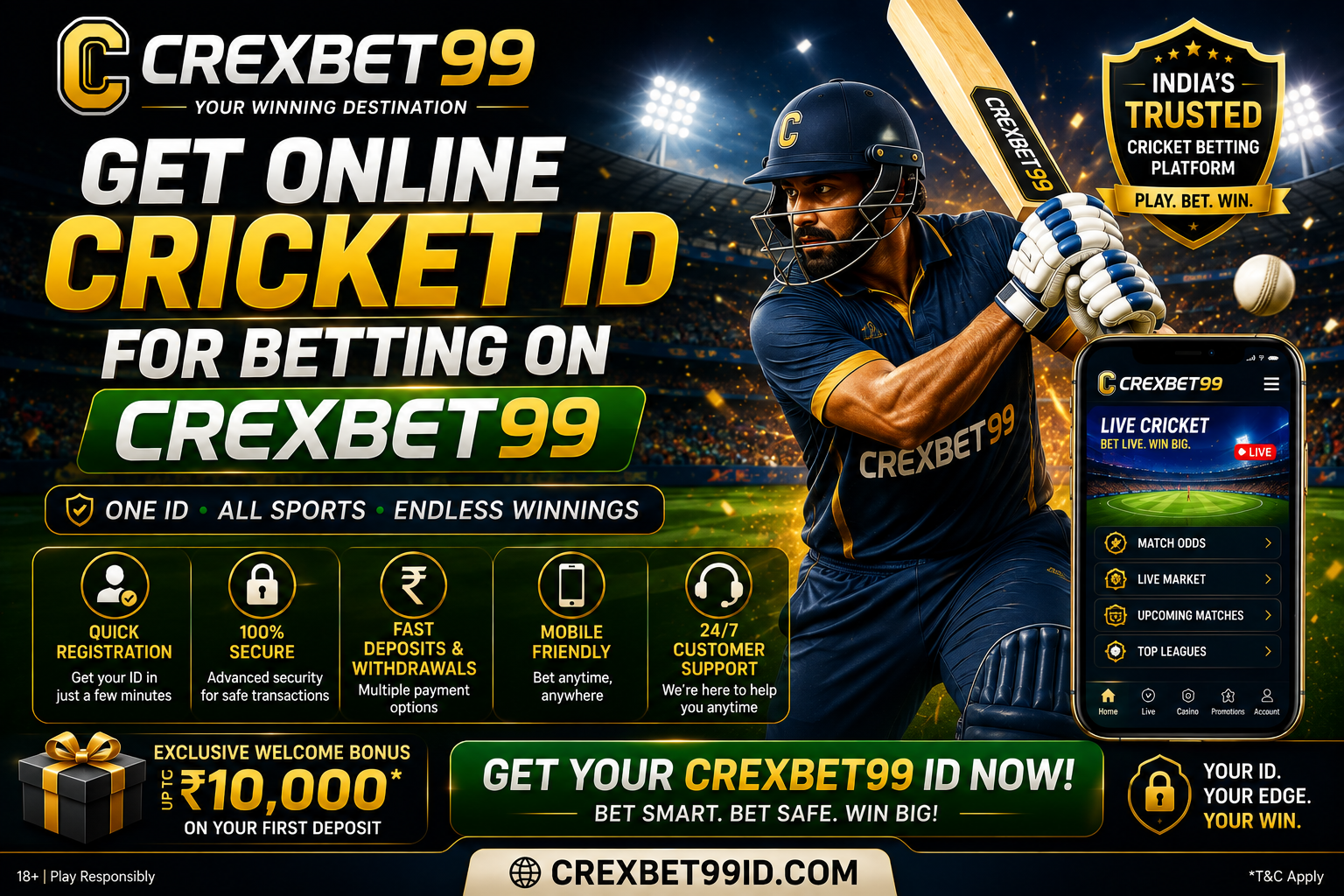 Online Cricket Betting ID for Betting on Crexbet99