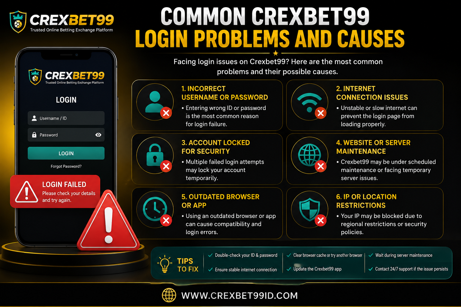 Common Crexbet99 Login Problems and Causes